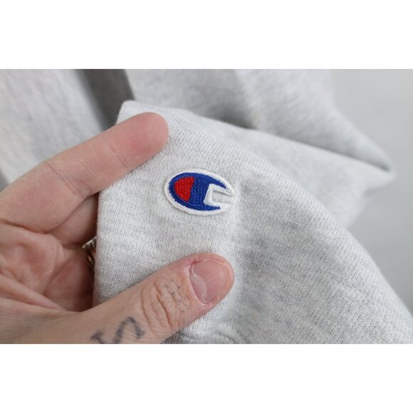 Vtg 90s Champion Reverse Weave Mens Large OMG Roofing Crewneck Sweatshirt Gray - Picture 4 of 12